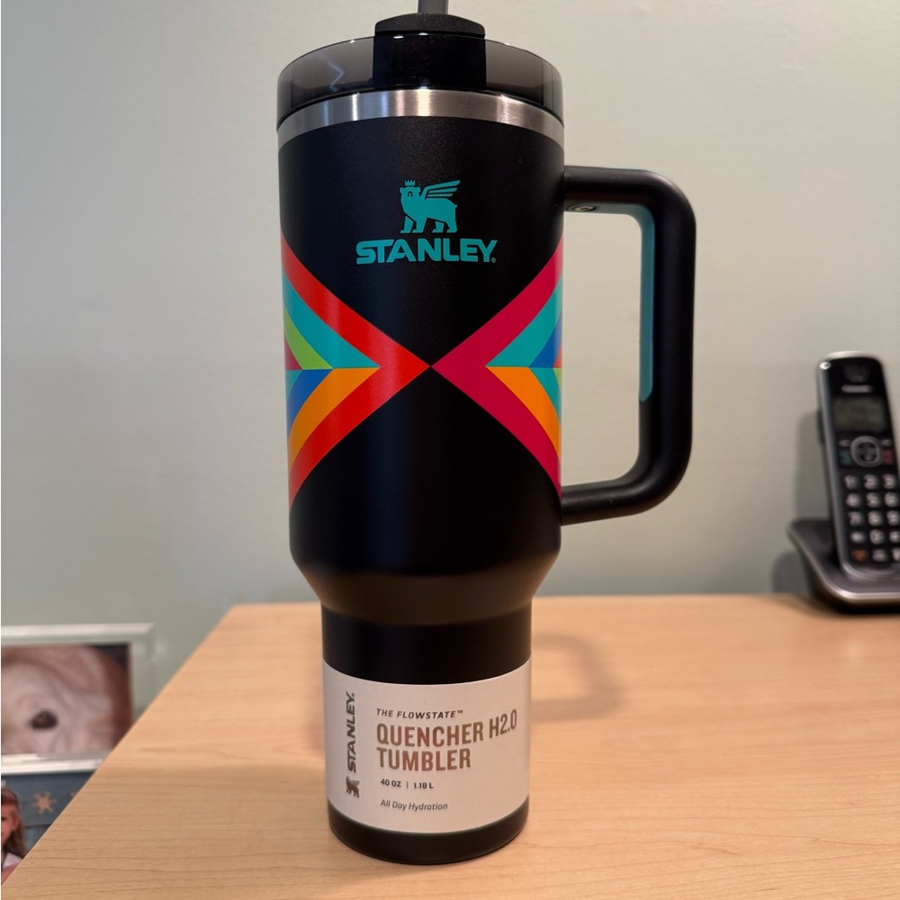 Stanley Black Travel Mug with Bold Accents